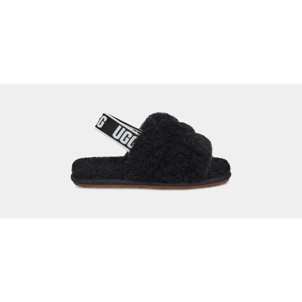 UGG Toddler Fluff Yeah Slides Slipper- Black 10M Toddler
